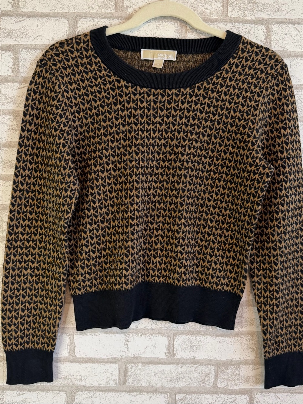 Michael Kors Black and Brown MK Logo Crewneck Sweater